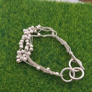 Elegant Silver Tone Beaded Bracelet‎ B3307